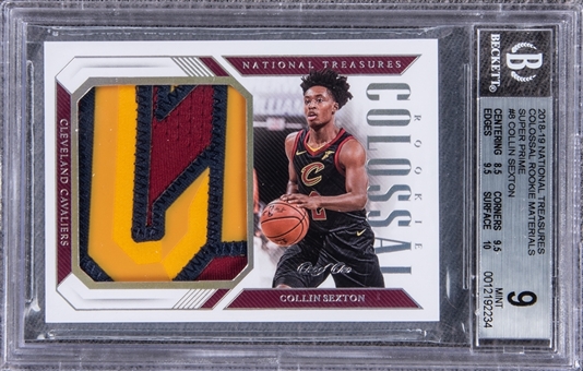 2018-19 Panini Colossal Rookie Materials Super Prime #8 Collin Sexton Patch Rookie Card (#1/1) - BGS MINT 9